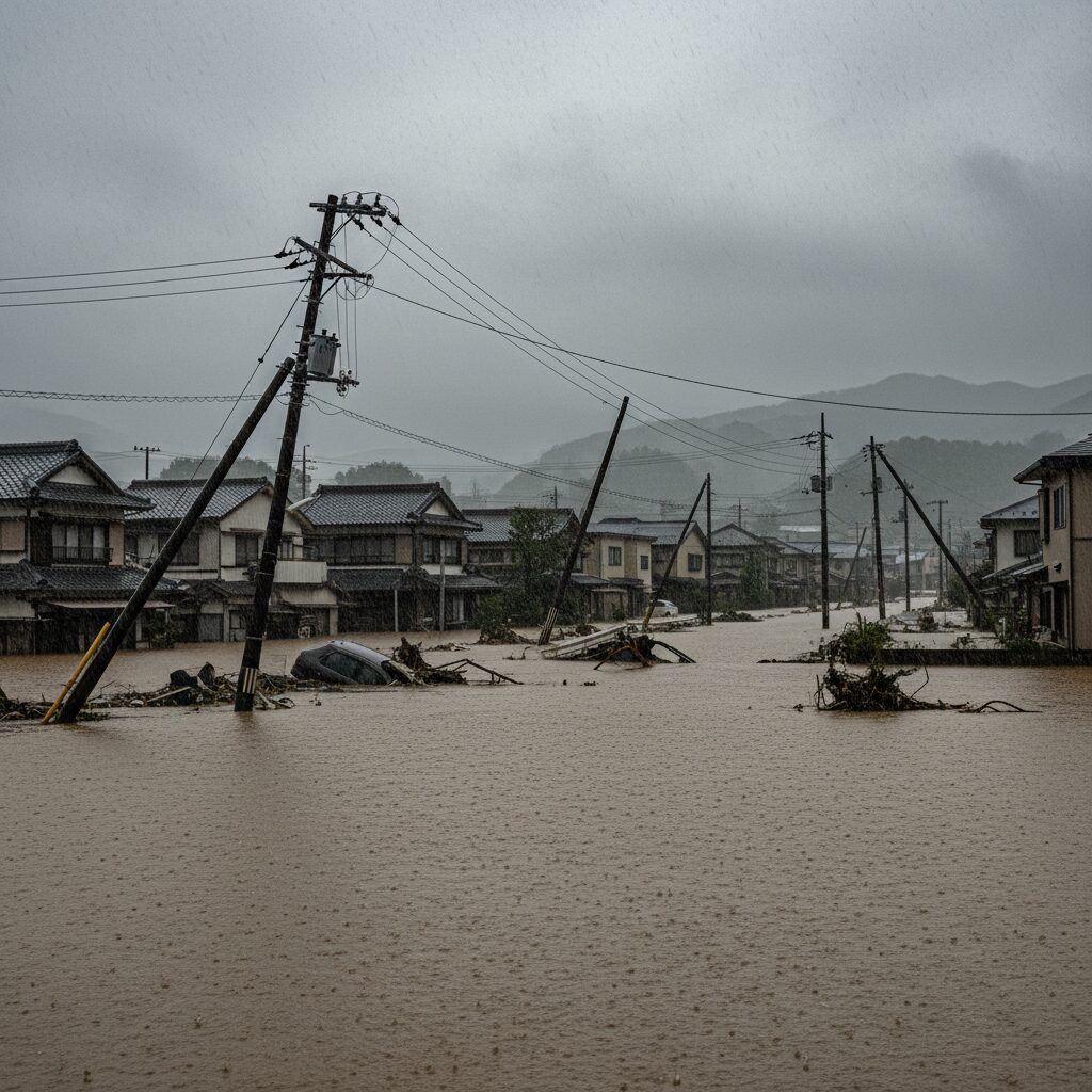 台風・水害時の停電被害のイメージ