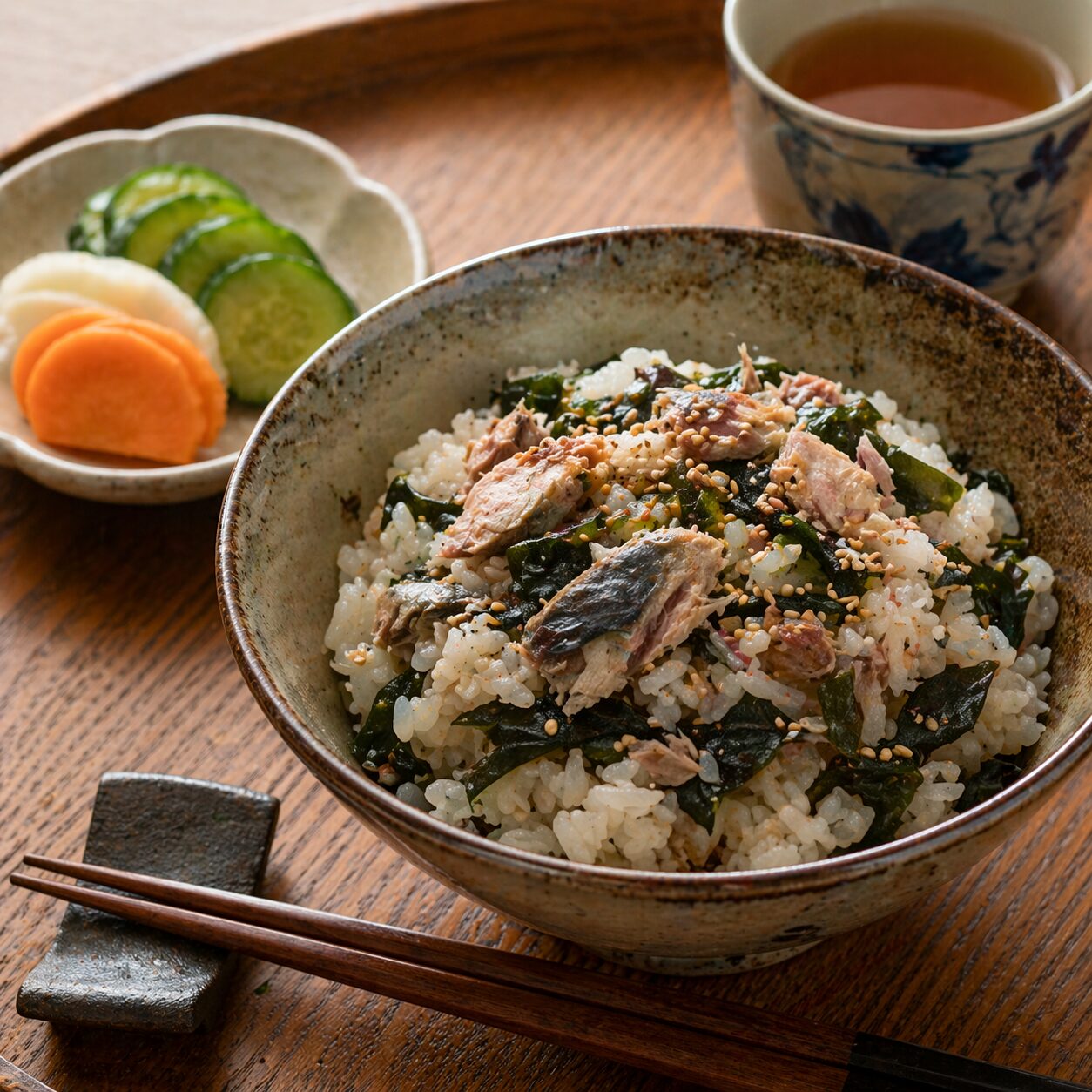 サバ缶と乾燥わかめの炊き込みご飯